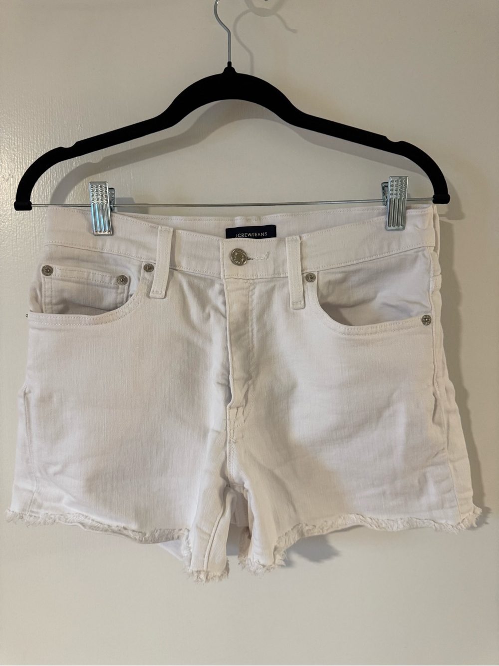 J. Crew White Frayed Hem Denim Shorts